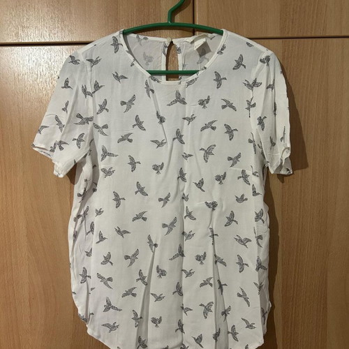 Μπλούζα H&M γυναικεία με πουλιά, μέγεθος 36, σαν καινούργιο, άσπρη