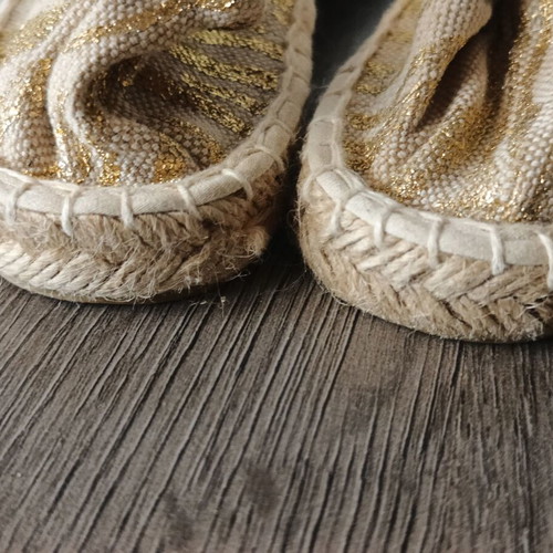 Espadrilles new, gold beige, size 39