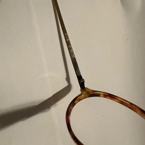 Vintage K+B eyeglasses Made in Italy with round tortoiseshell frame and brass details