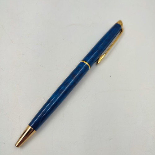 Waterman Paris Ballpoint Pen Blue Marble with Gold Trim and Box