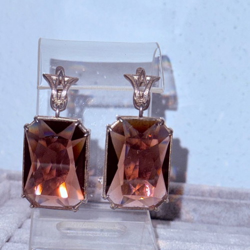 Silver evening earrings Etalon Jenavi new, brown and silver