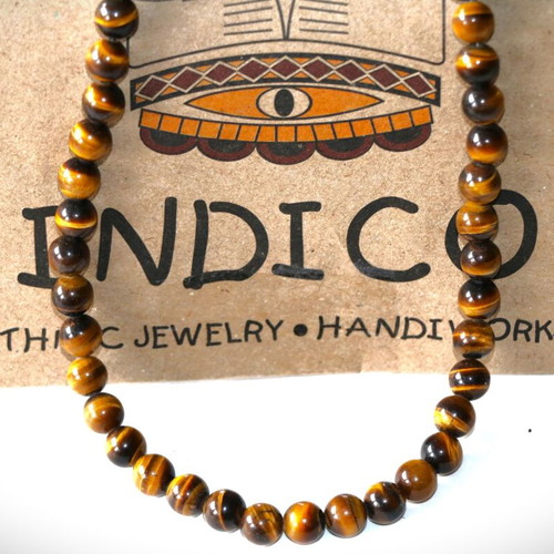Necklace with genuine tiger's eye stones and sterling silver 925 new