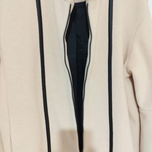 Badoo coat new, cream color with black leather details, sizes L and XL