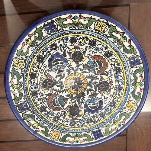 Handmade Armenian style ceramic plate new, diameter 17.5 cm