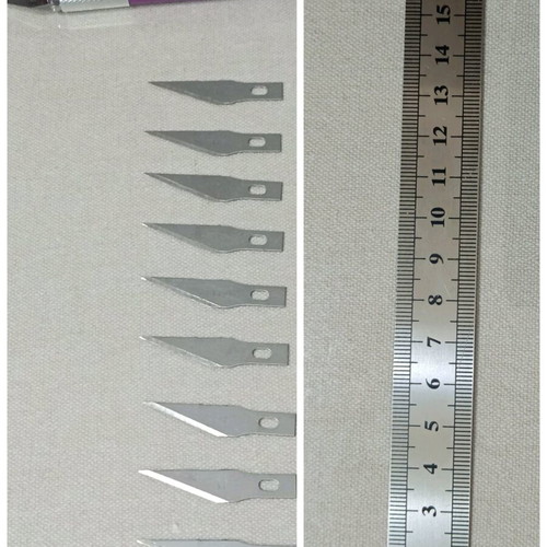 Precision Craft Knife Set with 10 Stainless Blades and 15cm Ruler like new