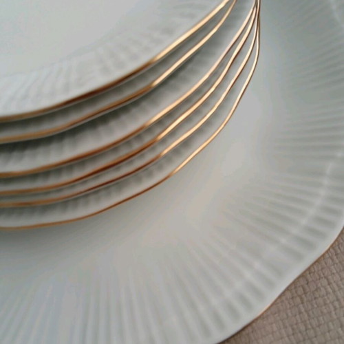 Vintage white porcelain dessert set, 7 pieces, Studio Collection by Family