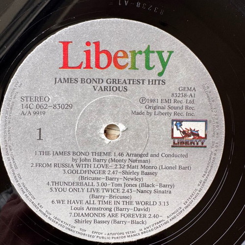 James Bond Greatest Hits LP used, Greek edition 1982, classic