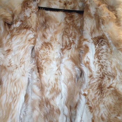 Women's fur with real beaver leather used, size M, white and brown