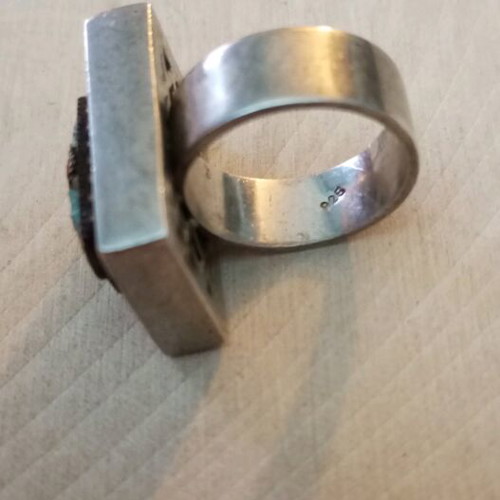 Silver ring 925 like new with small semi-precious stones micro mosaic Italy