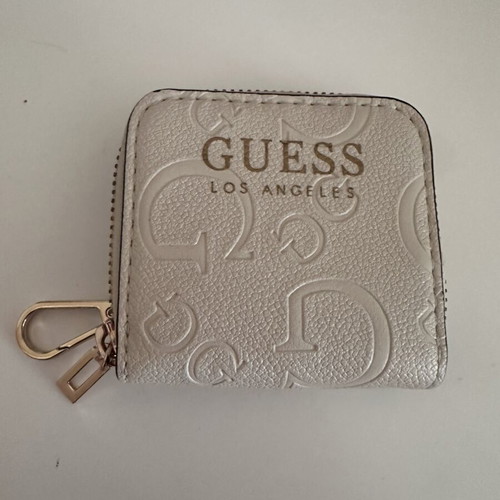 Guess small embossed zip-around wallet off-white, like new