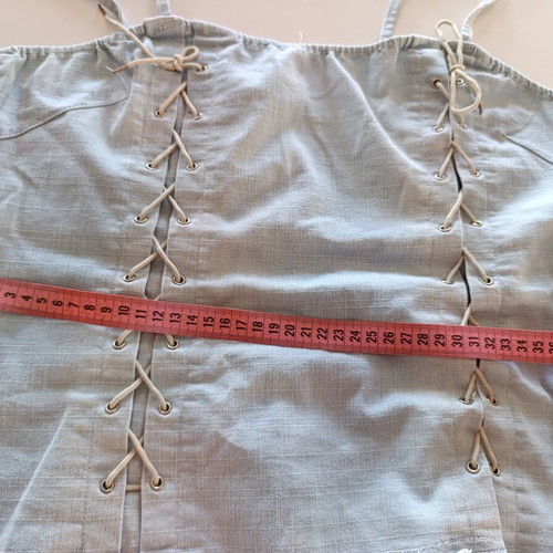 Vintage crop top corset style large turquoise cotton denim like new