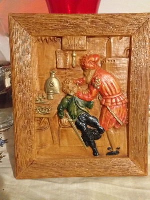 Relief vintage ceramic frame 24×28 used with beautiful colors