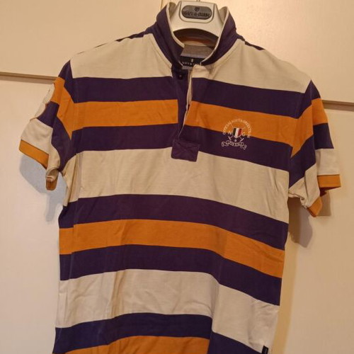 Polo shirt Navy & Green like new, striped, size L