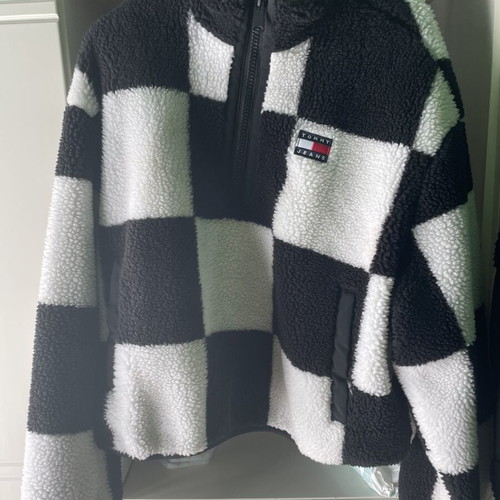Tommy Hilfiger zip-up hoodie, black and white, size M