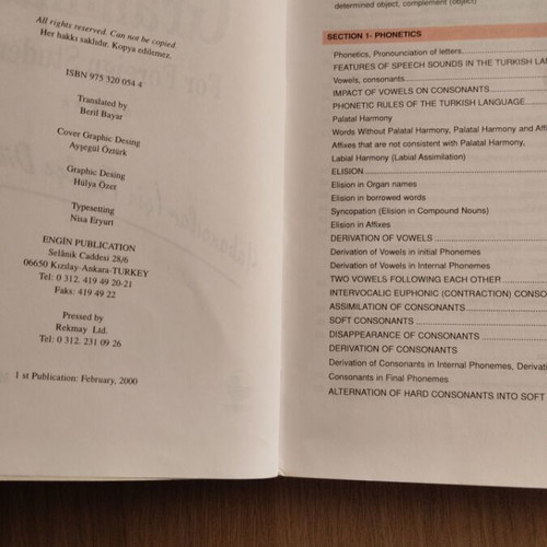 Turkish grammar book like new, English explanations