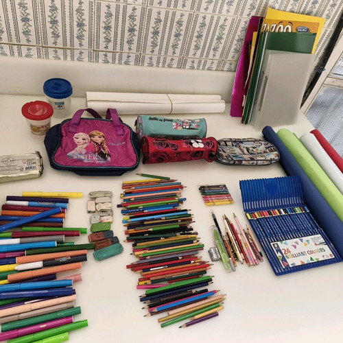 School art and craft supplies used, set