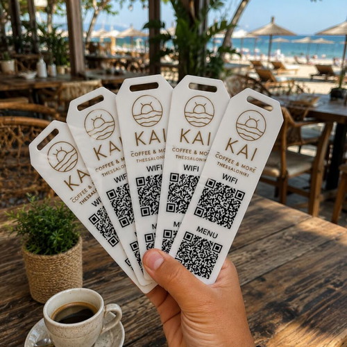 Custom 3D Printed QR Stand and WiFi Sign made to order