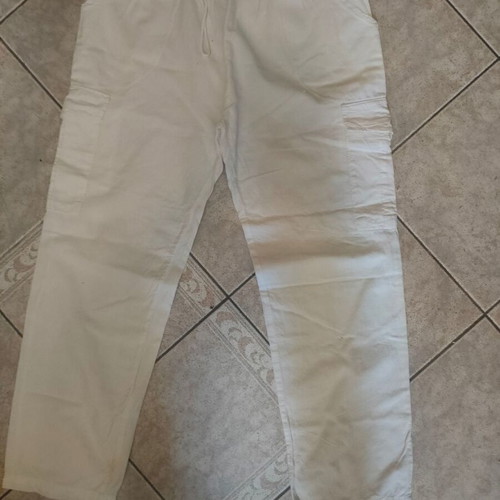 Linen cargo pants unisex like new, white, cotton drawstring