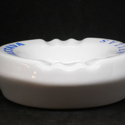 Vintage ZASTAVA HELLAS promotional ashtray used, porcelain