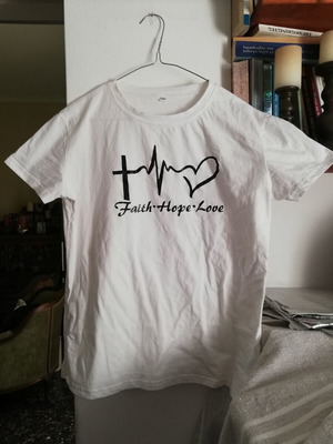 White t-shirt like new, cotton, sizes L and XL