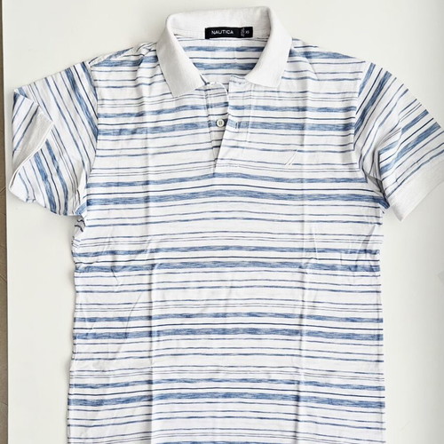 Nautica Polo Shirt used, XS size, striped blue and white