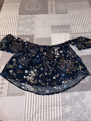Floral top new with black base and off-shoulder, size S