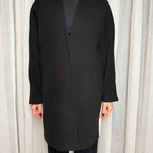 4tailors women's coat black with white detail like new