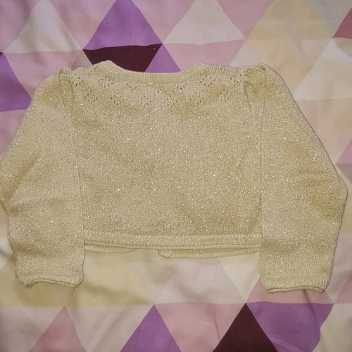 Baby bolero cardigan like new, size 6-9 months, beige gold
