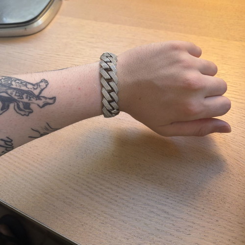 Prong bracelet 925 silver with natural zircon stones, new
