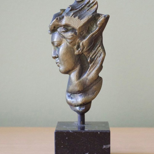 Handmade female bust new from brass with marble base
