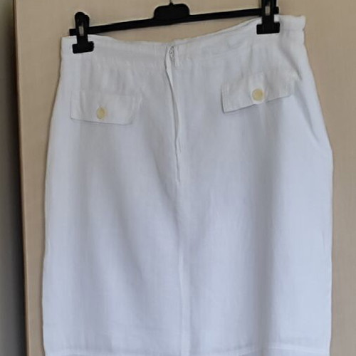 Forel White Linen Maxi Skirt with Drawstring size 46 XL like new