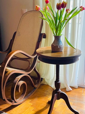 Wooden coffee table used, handmade from the 80s