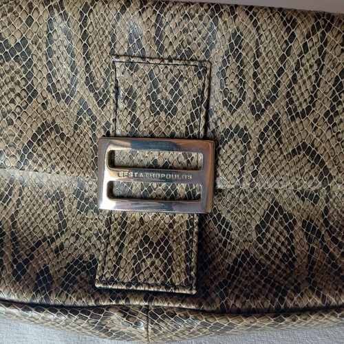 Women's snake print shoulder bag Epsilon by Efstathopoulos like new, beige multicolor