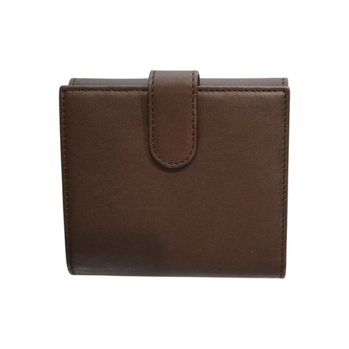 Christian Dior vintage brown leather wallet with gold clasp and pouch