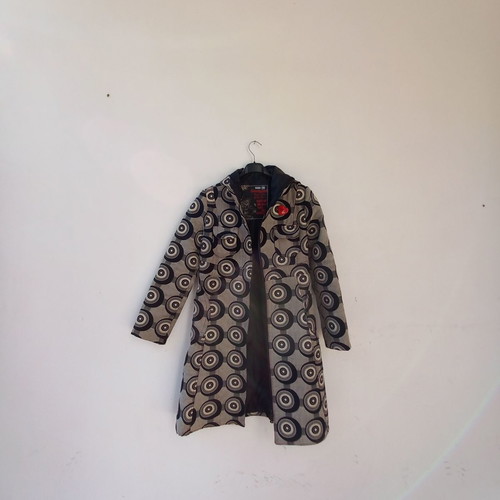 Desigual coat used size 38 with hood and red heart detail