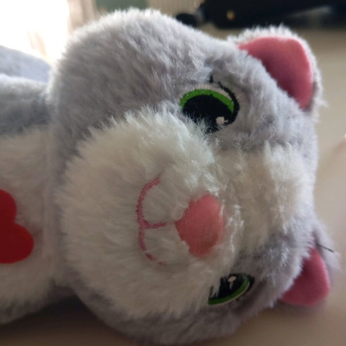 Plush cat like new with batteries and leash