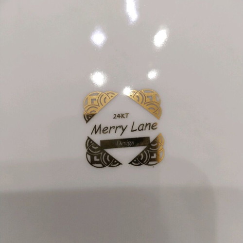 Merry Lane porcelain soup tureen with 24k gold and turquoise decoration