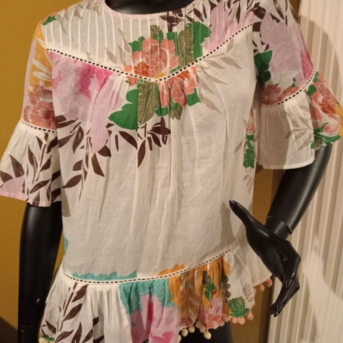 Reserved floral tunic blouse oversized, new, 100% cotton