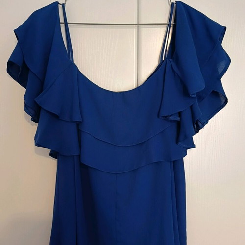 Primark sleeveless blouse with ruffles like new, blue, size XL