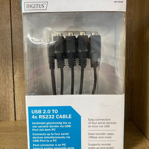 Digitus USB 2.0 to 4x RS232 9-pin Male Cable 1.5m new