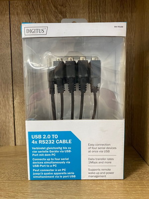 Digitus USB 2.0 към 4x RS232 9-пинов мъжки кабел 1.5м нов