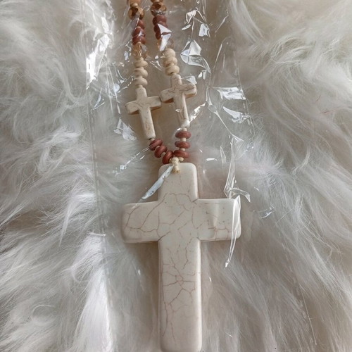 Cross Necklace like new beige