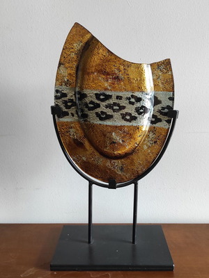 Art glass βάζο σε μεταλλική βάση σαν καινούργιο