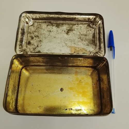 Vintage Oriental Metal Box for Coffee and Sugar used, Turkish Interwar