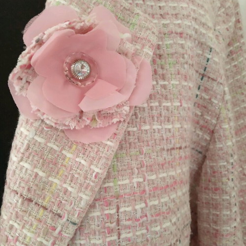 Tweed jacket used with silver thread and boutonniere