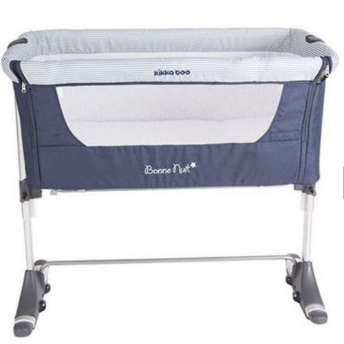 KIKKA Boo bonne nuit baby cot like new, blue with side opening and height adjustment
