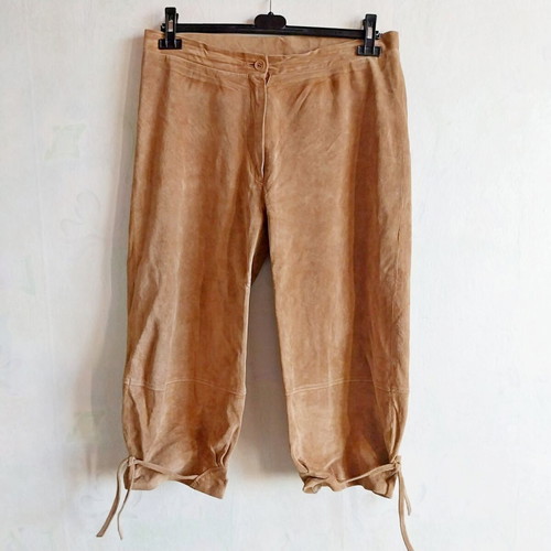 Vintage suede capri pants used, brown, size 18