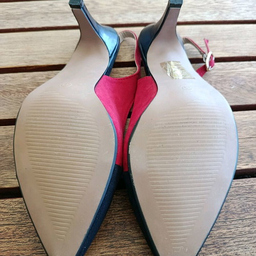 Slingback shoes two-tone (red-black) new size 41