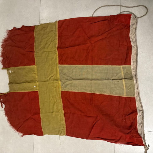 Spanish nautical flag vintage used with hanging rope