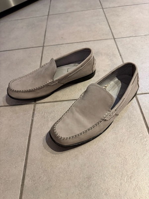 Μοκασίνια δερμάτινα suede custom made νούμερο 43 σαν καινούργια, γκρι